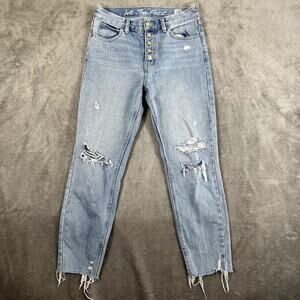 Free People Jeans Women's 26 Distressed Straight Fit Button Fly